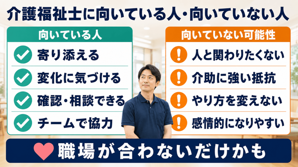 介護福祉士に向いている人・向いていない人を説明する画像