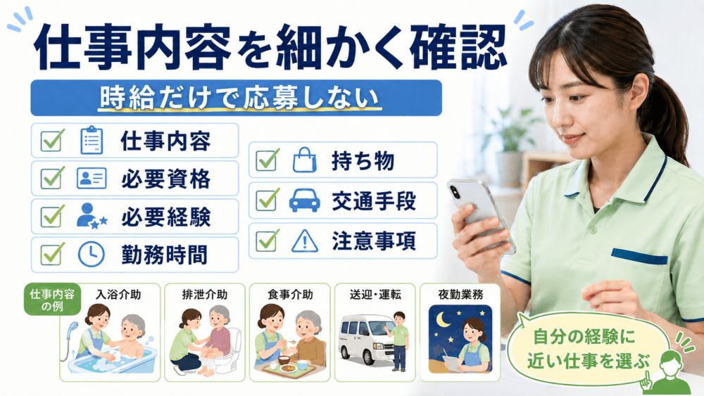 求人票の仕事内容を細かく確認するを説明する画像