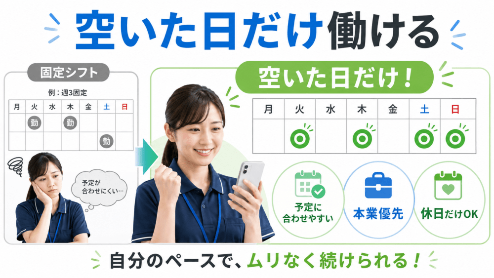 空いた日だけ働けるを説明する画像