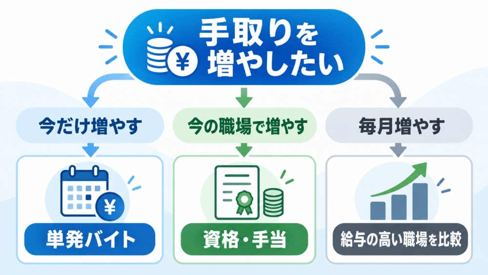介護職の手取りを増やす方法の選び方