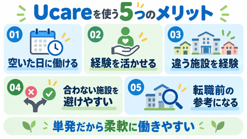 Ucareを使う5つのメリットを説明する画像