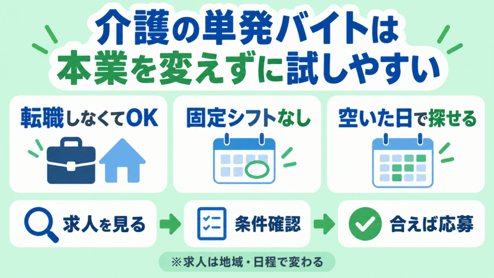 介護の単発バイトなら本業を変えずに試しやすい