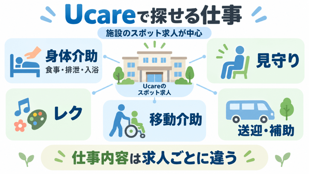 Ucareはどんな仕事を探せる？を説明する画像