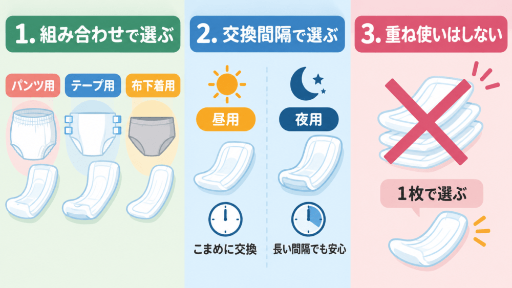 尿とりパッドの選び方を説明する画像