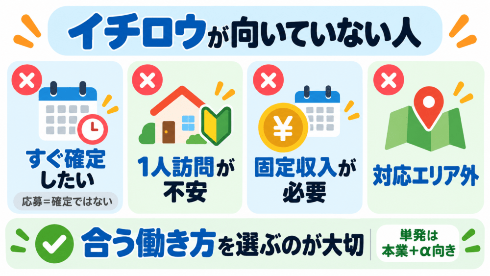 イチロウが向いていない人を説明する画像