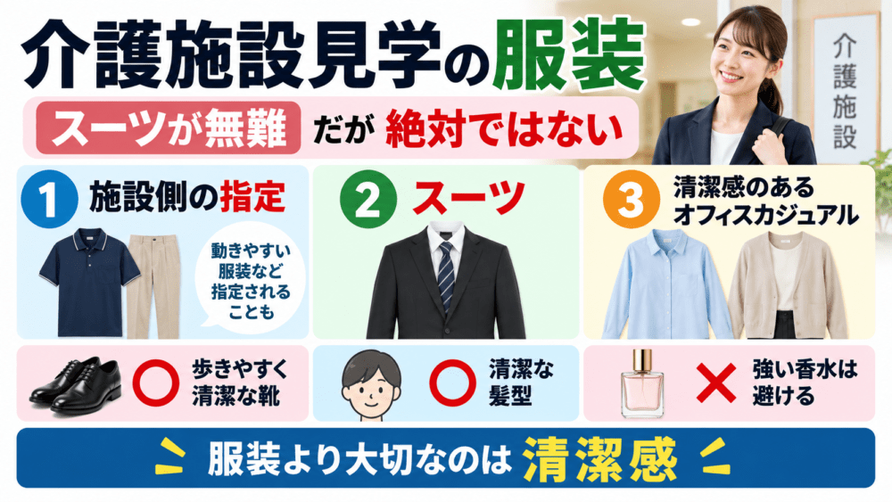 介護施設見学の服装｜スーツが無難だが絶対ではない