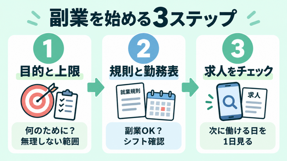 介護職が副業を始める3ステップ