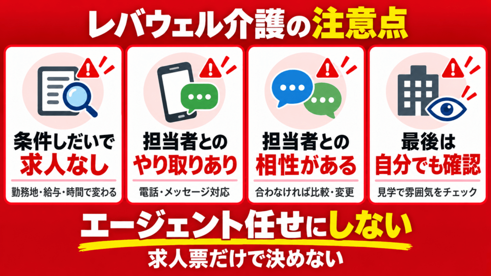 レバウェル介護のデメリット・注意点を説明する画像