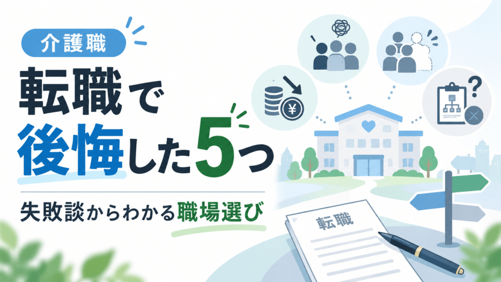 介護職へ転職して後悔する原因を、介護現場15年以上の現役介護士が実体験と最新データから解説。ブラック職場への転職失敗談、15年以上続いた職場選び、転職後に後悔したときの対処法も紹介します。